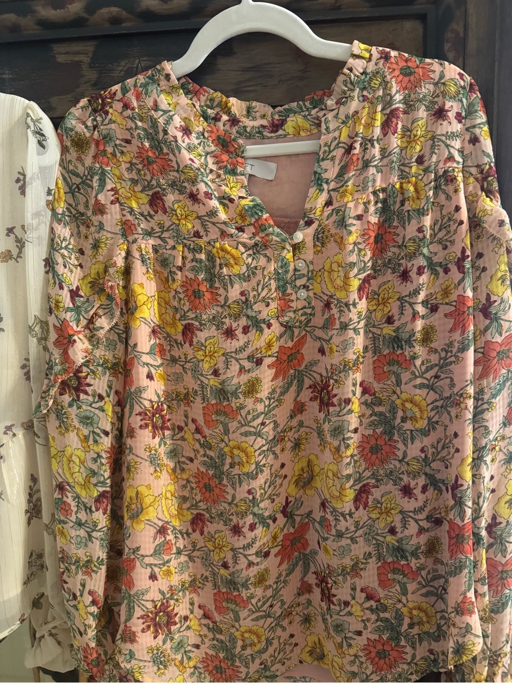 Ann Taylor Loft Floral Pink Blouse - Lightweight Women’s Top - Medium - Fall